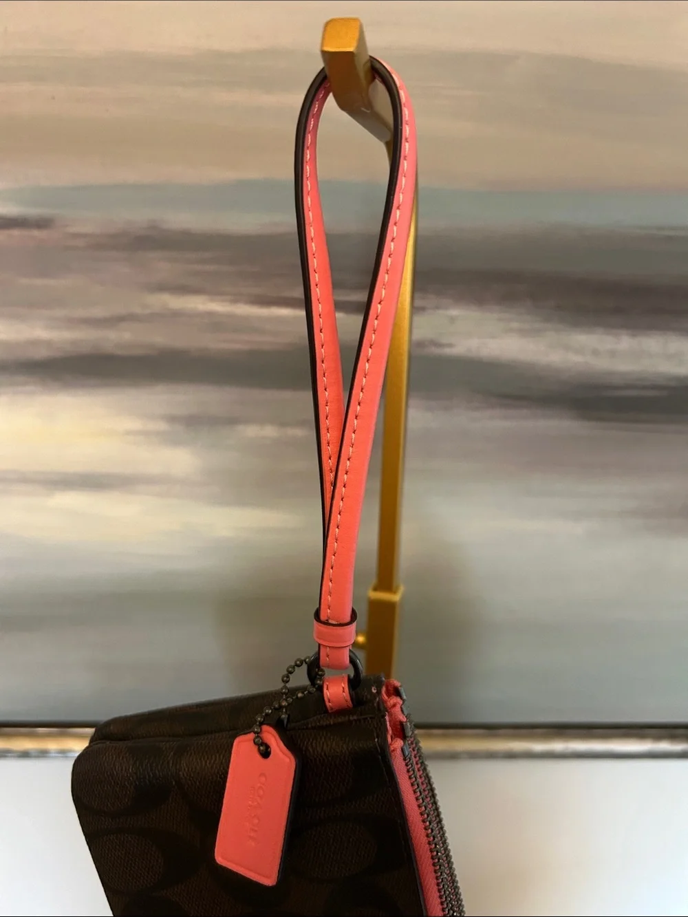 Coach Double corner Zip Signature Wristlet NWT
